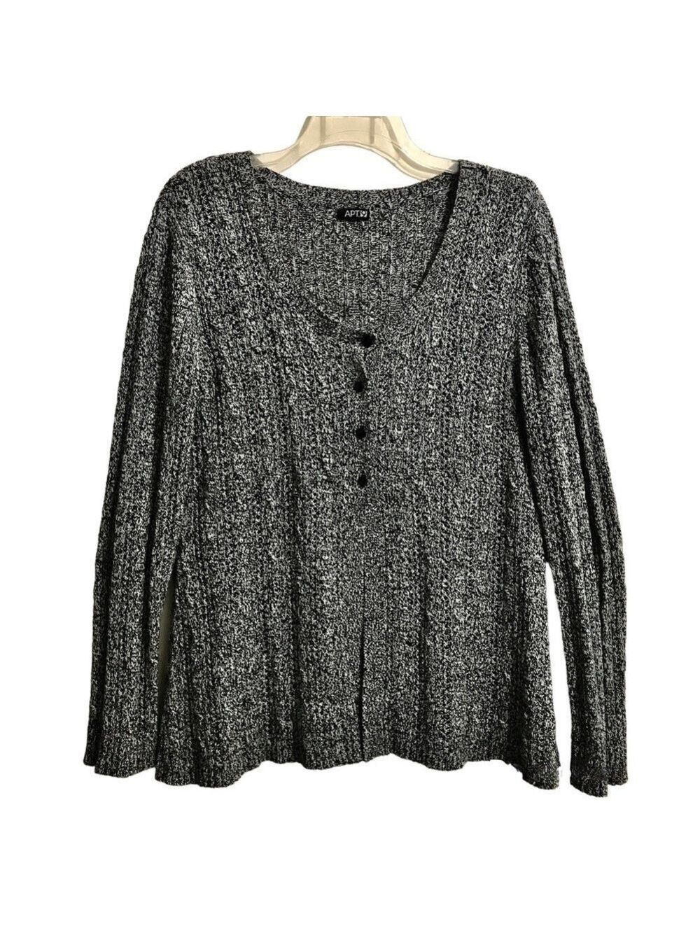 APT 9 Long Sleeve Crew Neck Cotton Blend 4 button Cardigan